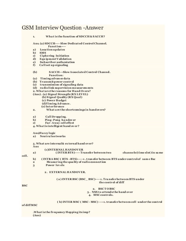 gsm interview questions and answers